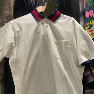 Gucci Cotton piquet Polo with Web collar sz: Large